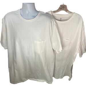 Lot of 2 Harbor Bay Men’s Cotton Crewneck T-Shirts Size 3XLT White Short Sleeve
